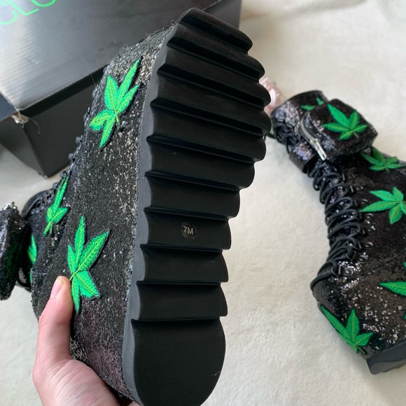 Dolls Kill Glitter Leaf Traitor Boots - Picture 7 of 16